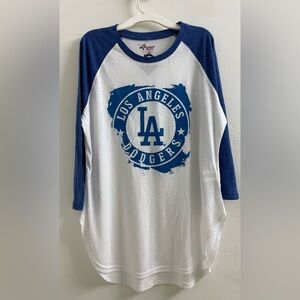 Women's Los Angeles Dodgers Long Sleeve Raglan Tee - Blue and White